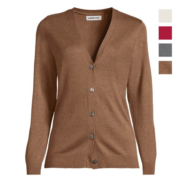[16] Lands End Womens Cotton Modal V-neck Cardigan Sweater